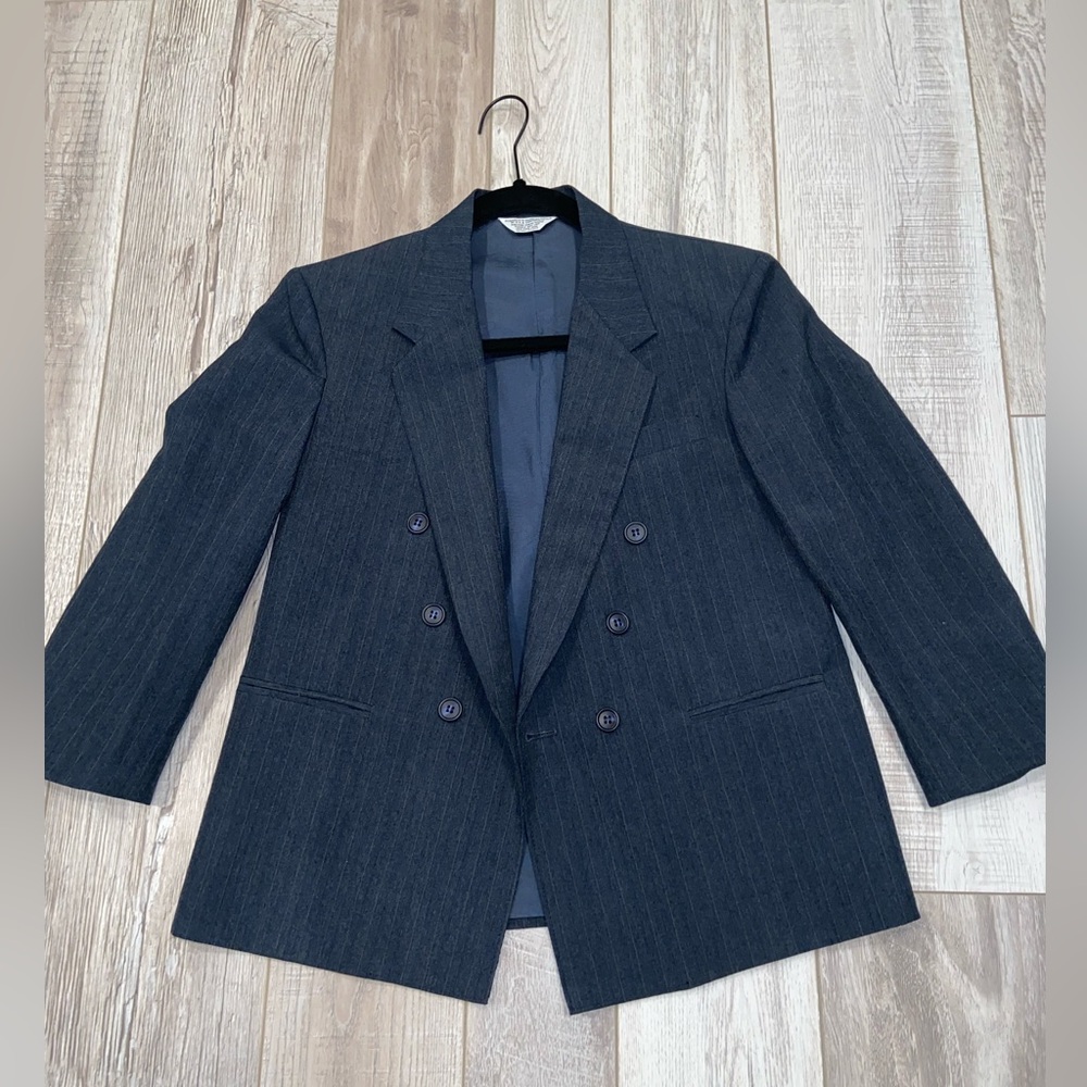 Review Boys Blazer Suit-jacket Dark Navy/ Greysun Pinstripe size M NWOT